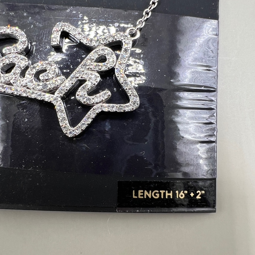 COACH Pavé Signature Necklace – Silver-Tone Metal + Crystal Accents | 16”+2” - Picture 5 of 6